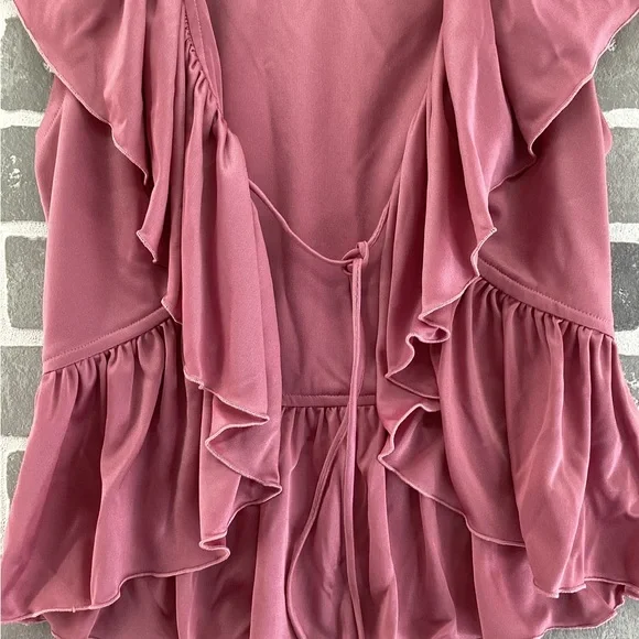 Vintage Montgomery Ward Rose Pink Slip Dress With Matching Ruffle Tied Top Small - Picture 6 of 13